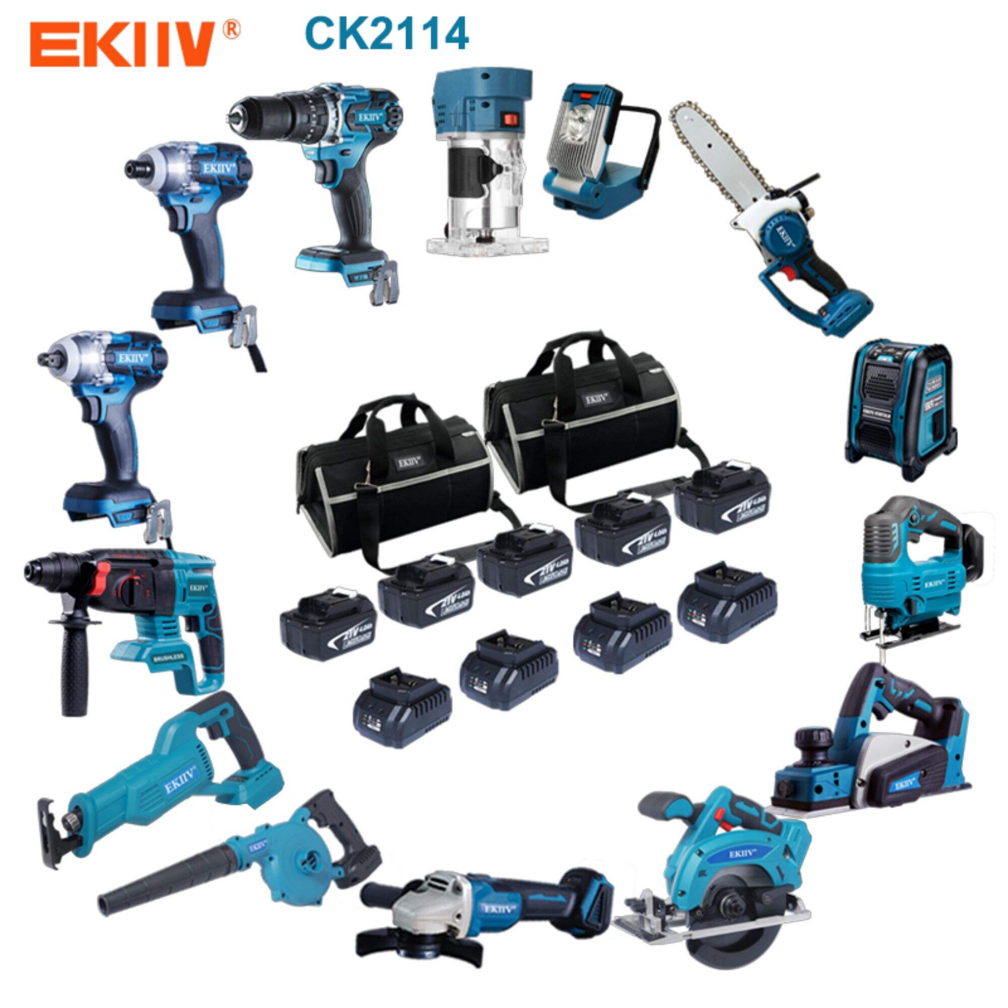 CK2114 EKIIV 14 in 1 18V 21V Kombi-Bohrer Set bohrer Akku-Set Schlagbohrer Combo