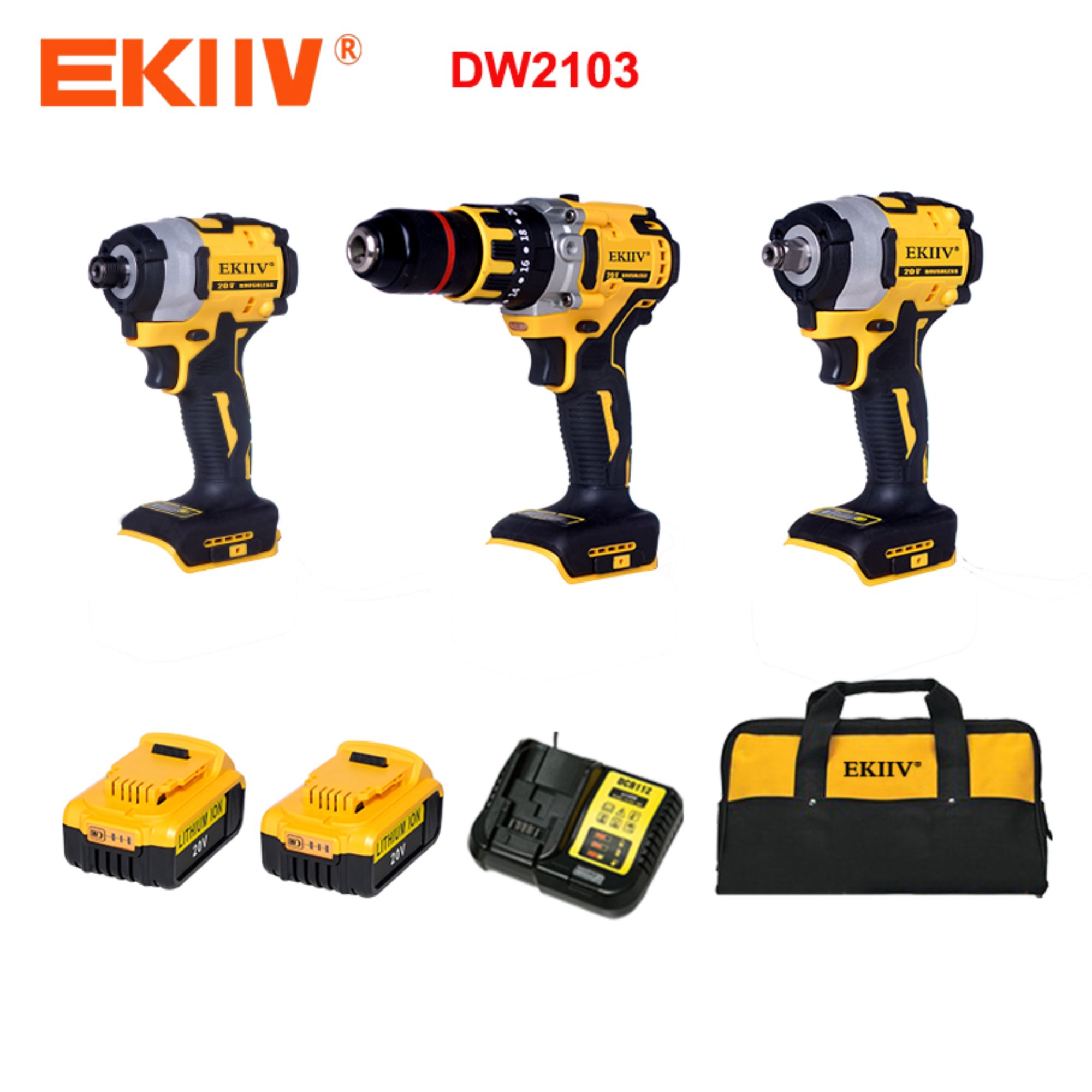 DW2103 EKIIV Exklusive Produkte Profi-Qualität mit gleichem Batterie-Set kombiniertes Set bereit auf Lager leistungsstarke Akkuwerkzeuge 20V Set