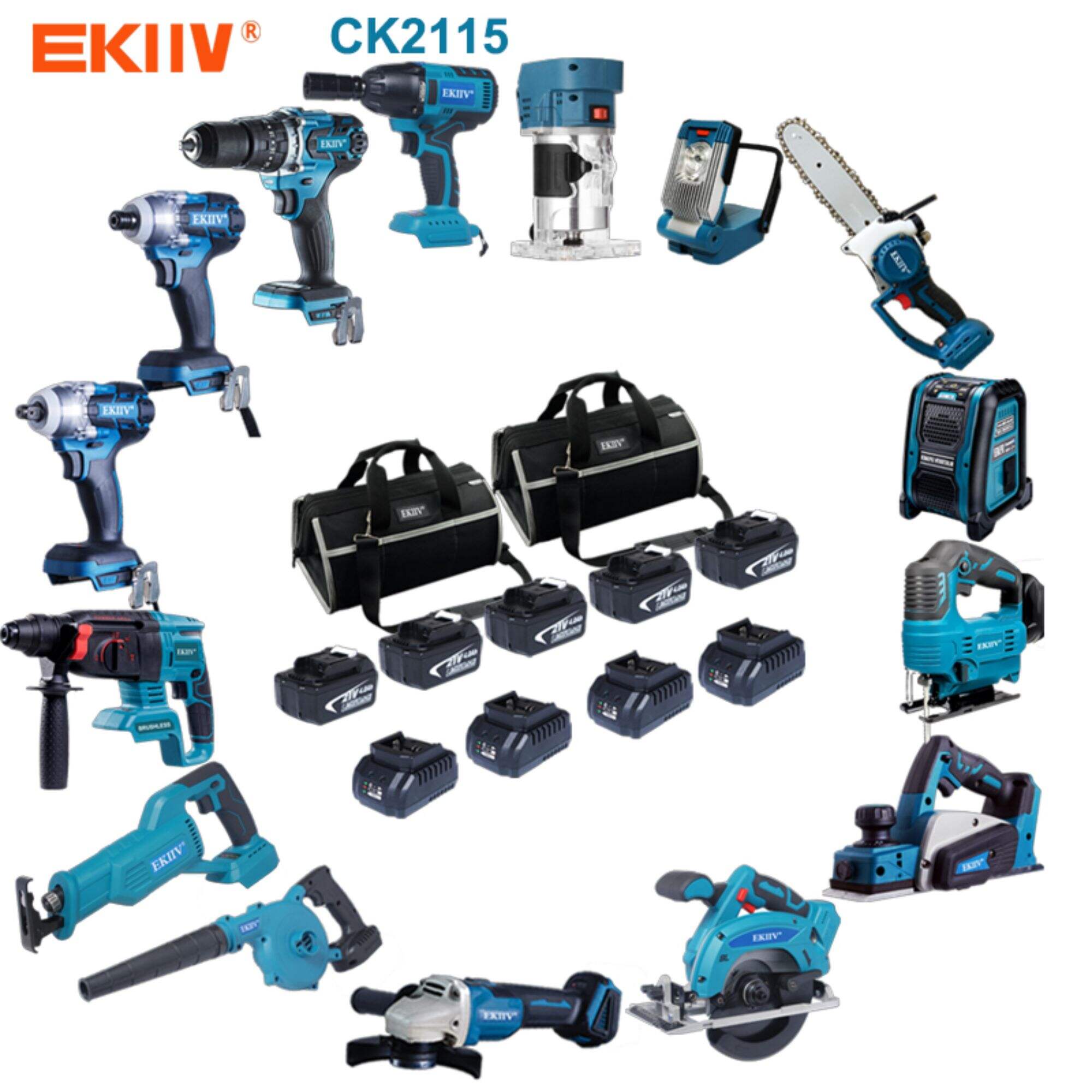 CK2115 EKIIV 15 in 1 21V aufladbare MKT Batterie Akku Werkzeuge Set Akku Bohrern Combo Bohrer und Schlagbohrer Combo