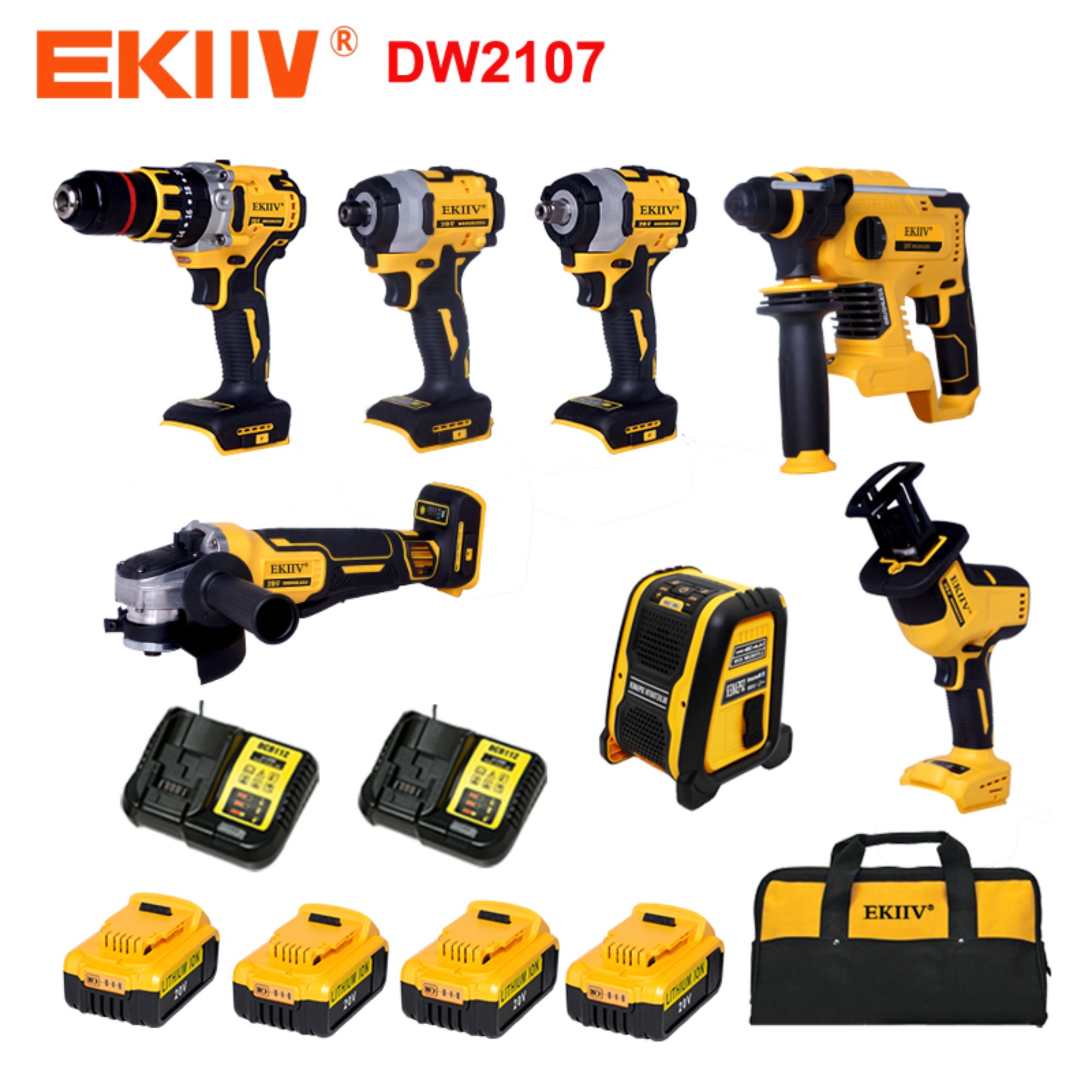DW2107 EKIIV 7 Werkzeuge in einem 21V brushless kombiniertes Set Akkuwerkzeugsatz kombiniert