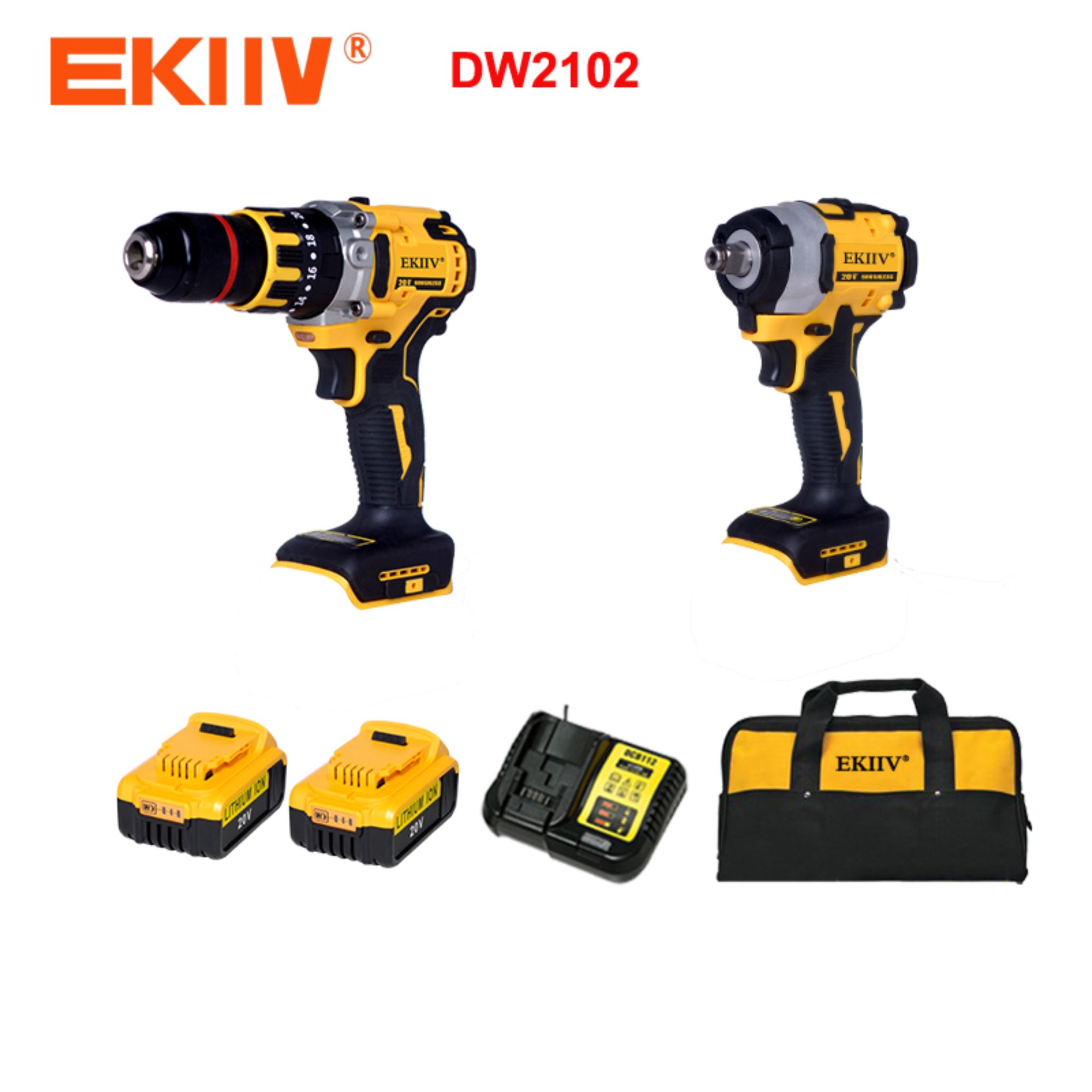 DW2102 EKIIV 18V 20V 2 Werkzeuge in einem Schraubendreher Set ohne Kabel kombiniertes Set Leistungswerkzeuge Set kombiniertes Set