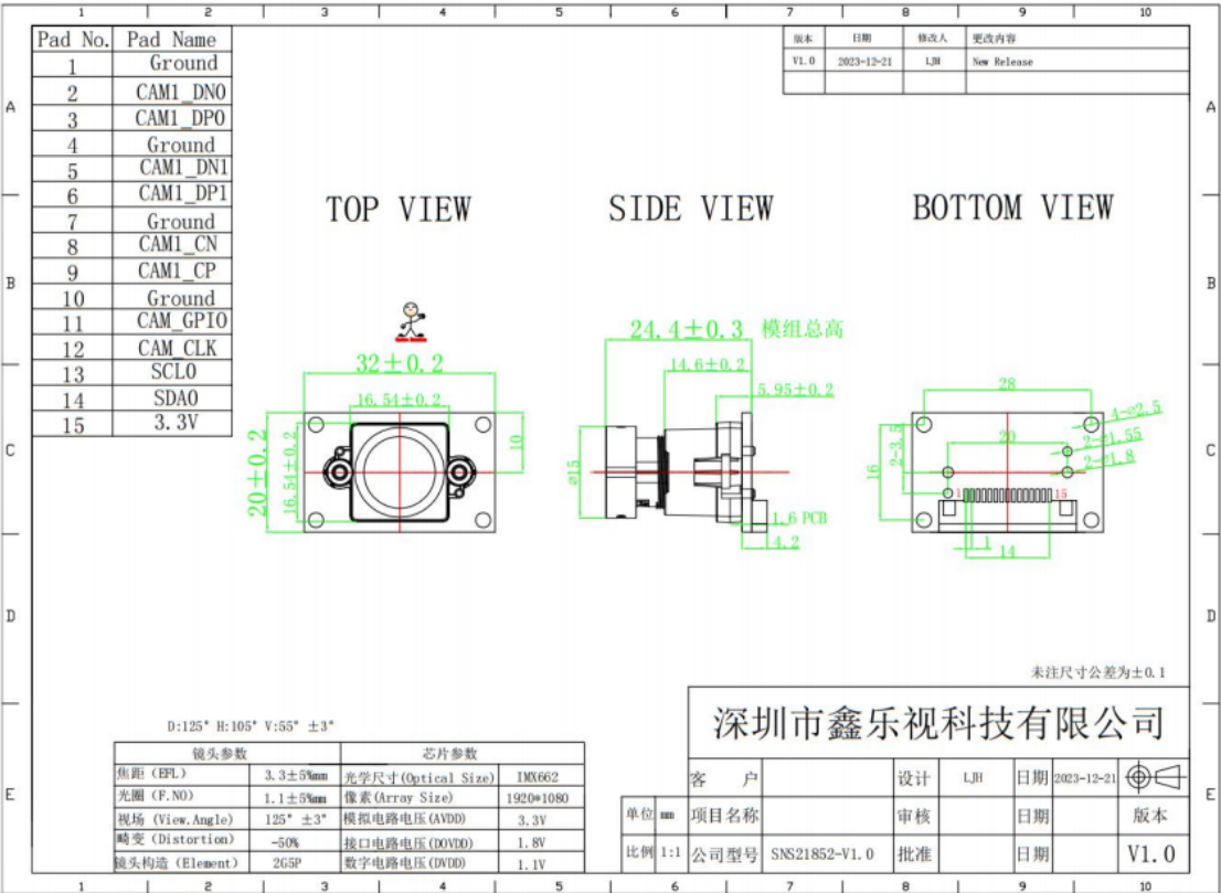 Raspberry Pi Camera Module - IMX662-AAQR-C