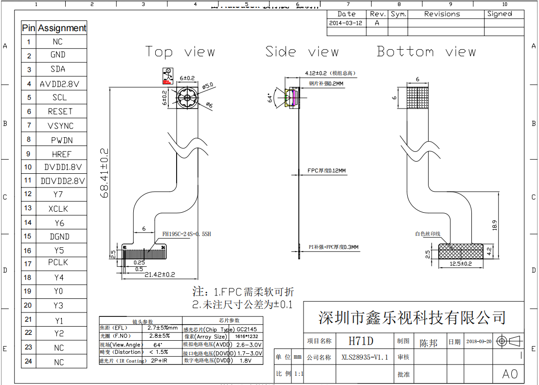 2MP ESP32 Camera Module GC2145 RGB color correction