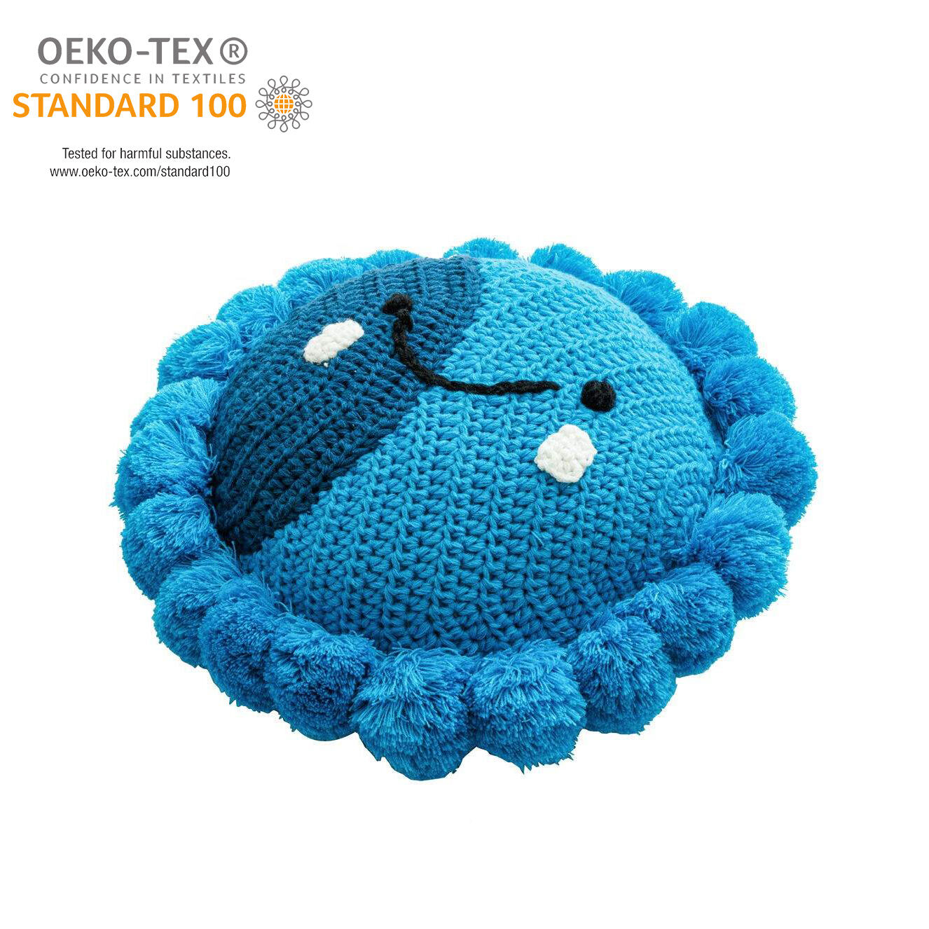 Md Cute Kids Baby Throw Knitted Crochet Girl Pom Pom Round Knot Ball  Acrylic Cable  Flower Rainbow Pillows Case Cushion of Gift supplier