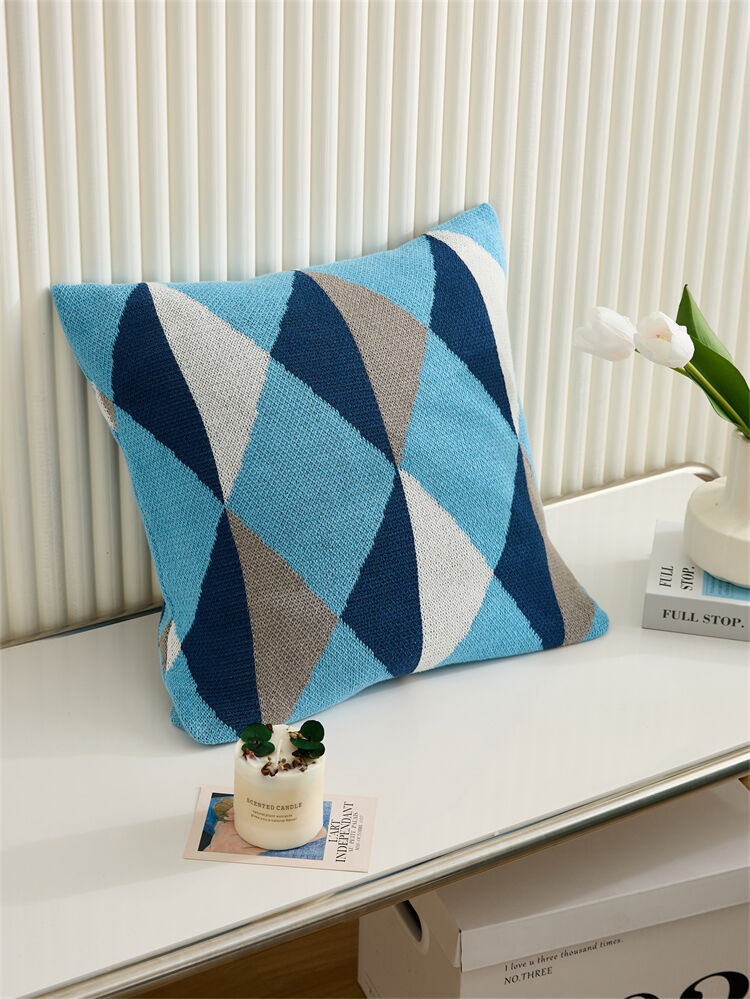 Home Decoration Luxury Baby Children's Geometric 100% Cotton Knit Crochet Throw Knitted Baby Pillow Case Cover My details