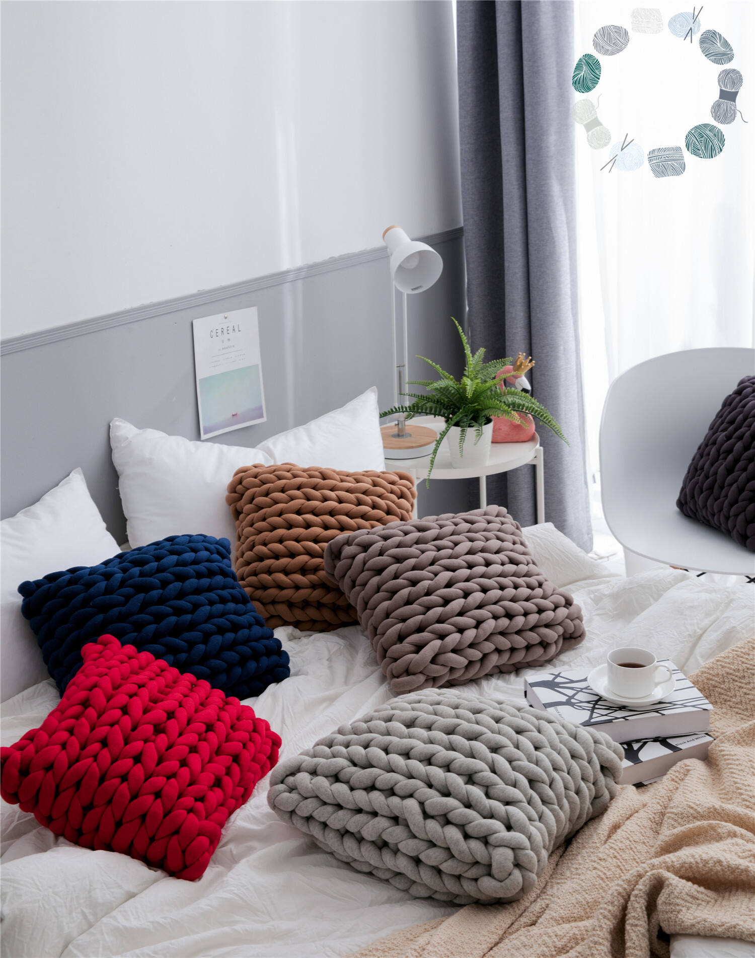 Trk Knot Pillow Case Polyester Chunky Simple Warm House Colorful New Style Soft details