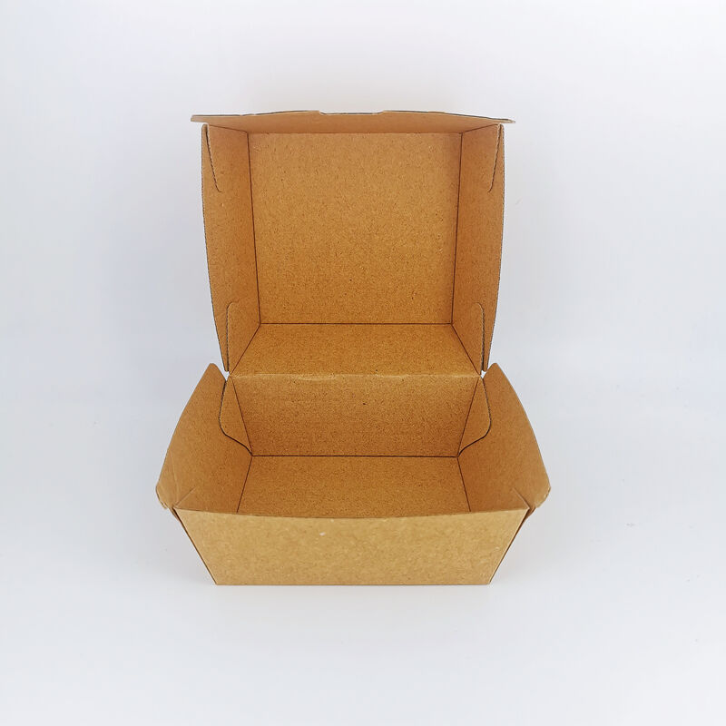 Corrugated kraft paper box for hamburger manufacture