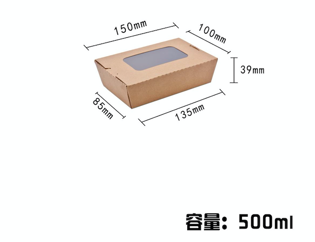 Clear PET window kraft paper take away box details