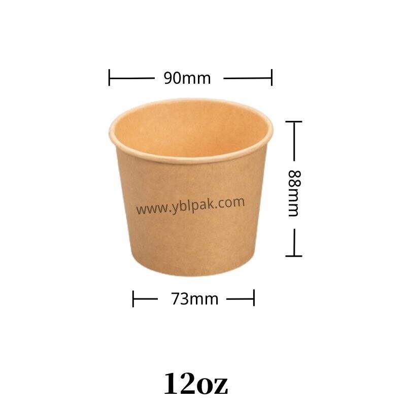 Strong kraft paper cup for hot soup packing details