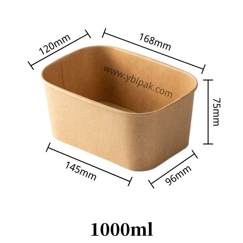 Kraft rectangle paper container for salad fast food supplier