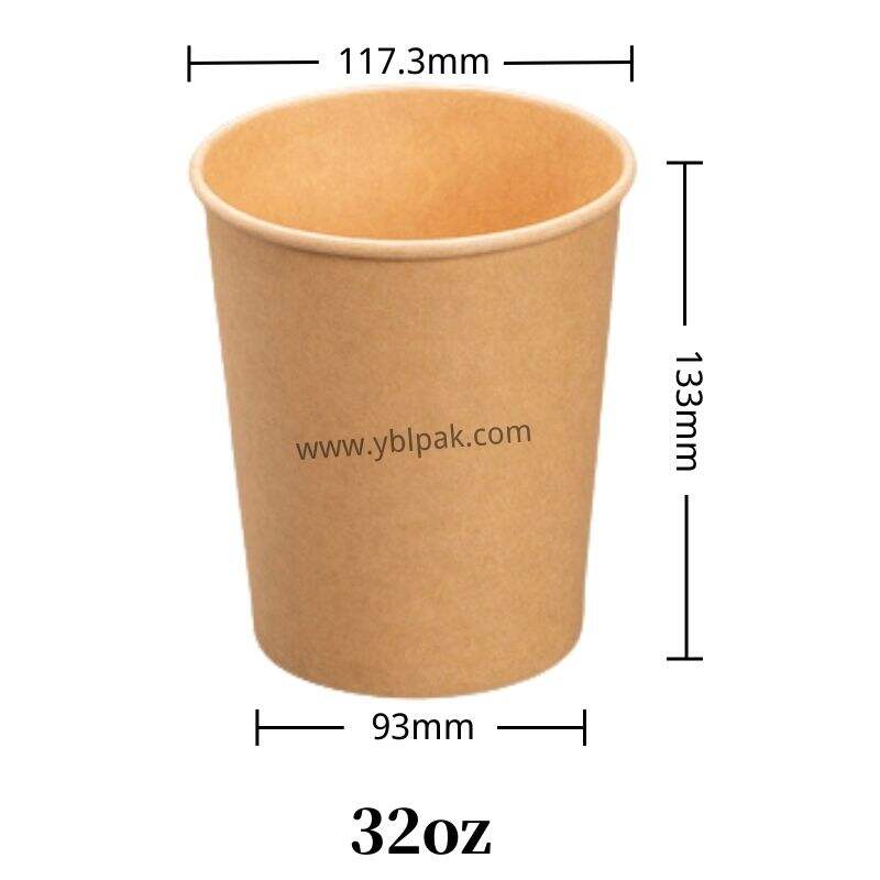 Strong kraft paper cup for hot soup packing factory