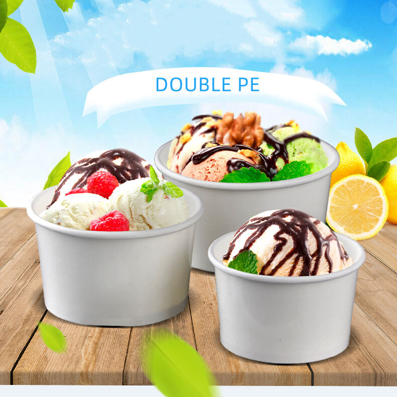 Double PE customized paper bowl for ice cream manufacture