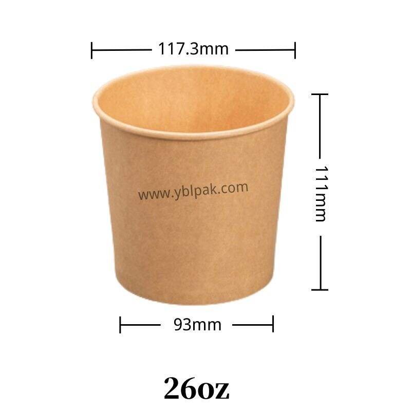 Strong kraft paper cup for hot soup packing factory