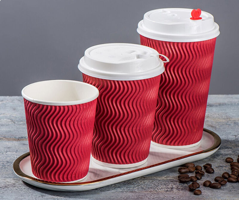 Ripple corrugated paper cups for coffee hot drink details