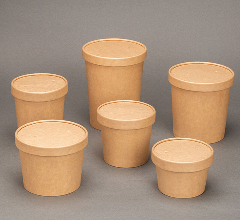 Strong kraft paper cup for hot soup packing details