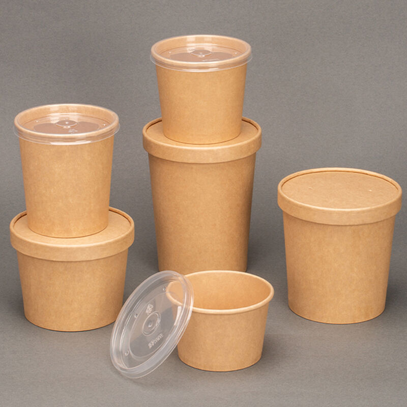 Strong kraft paper cup for hot soup packing details