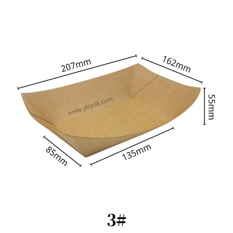 Boat-shape kraft paper tray for snack details