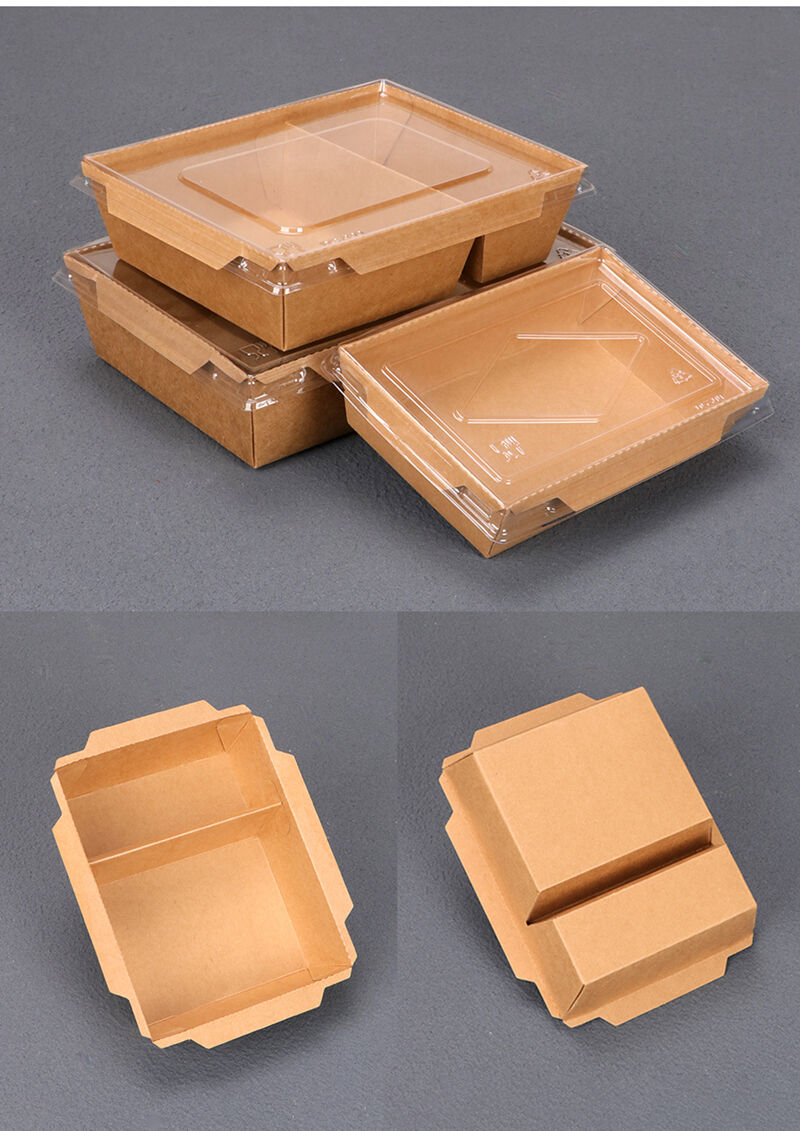 Two compartment lunch box with clear PET lid FOR take away food manufacture