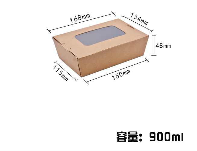 Clear PET window kraft paper take away box details