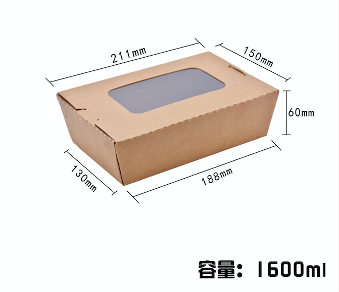 Clear PET window kraft paper take away box details