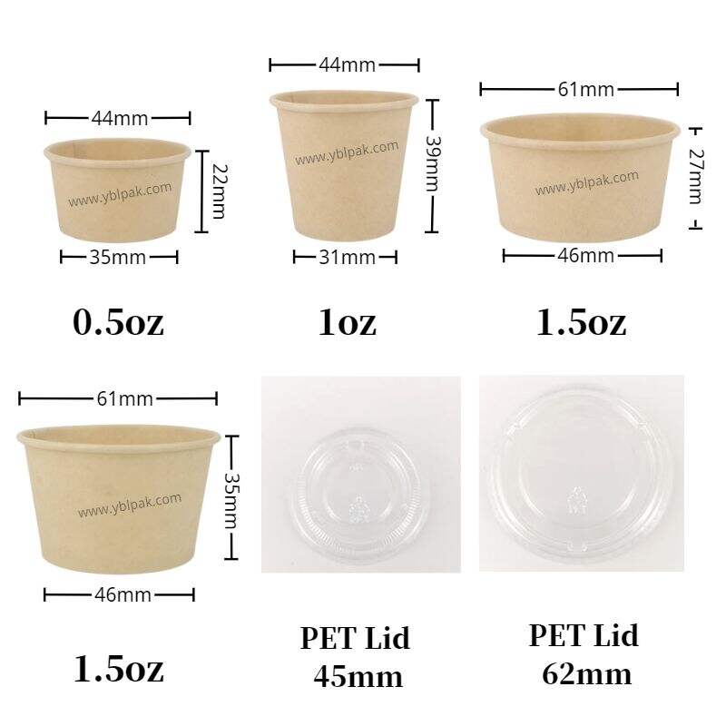 Mini paper bowl to go with PET LID for sauce supplier