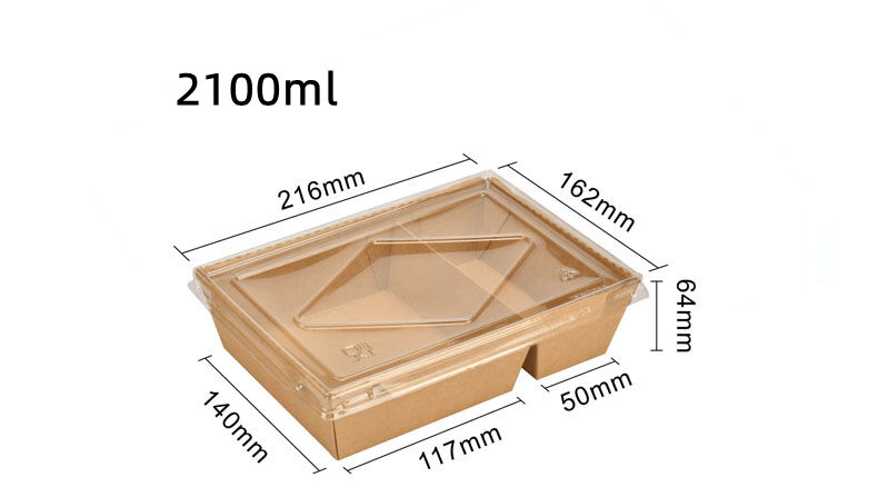 Two compartment lunch box with clear PET lid FOR take away food details