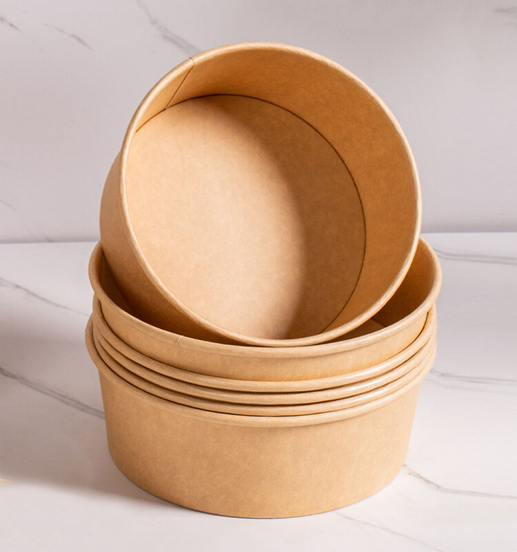 Kraft paper bowl for salad factory