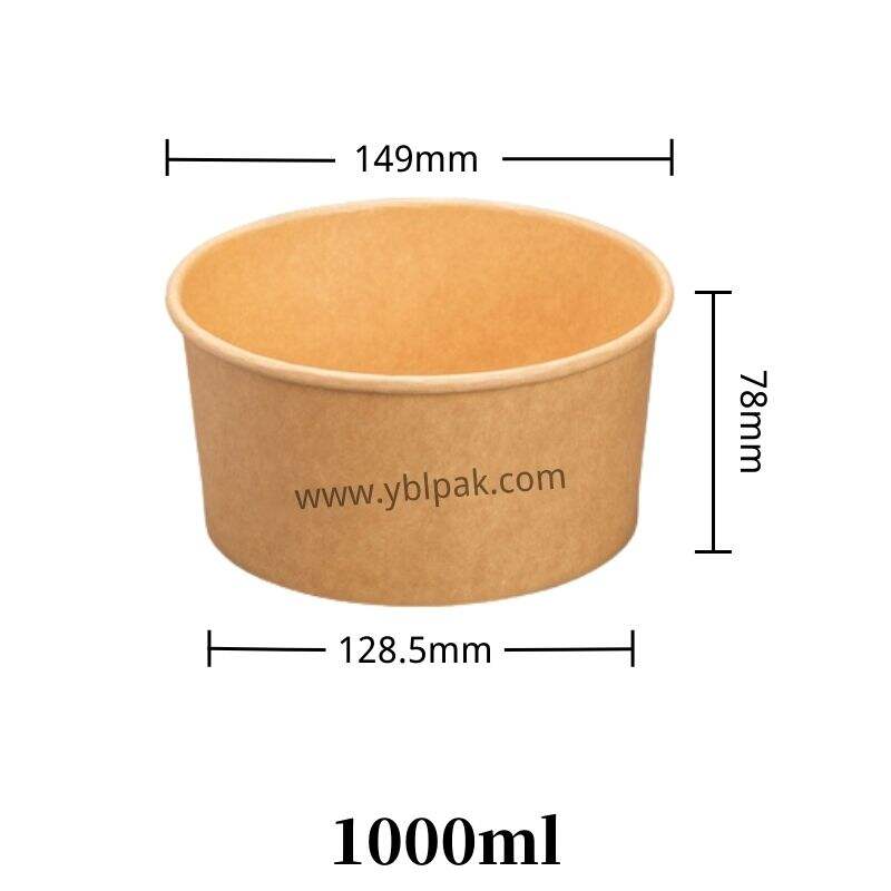 Kraft paper bowl for salad details