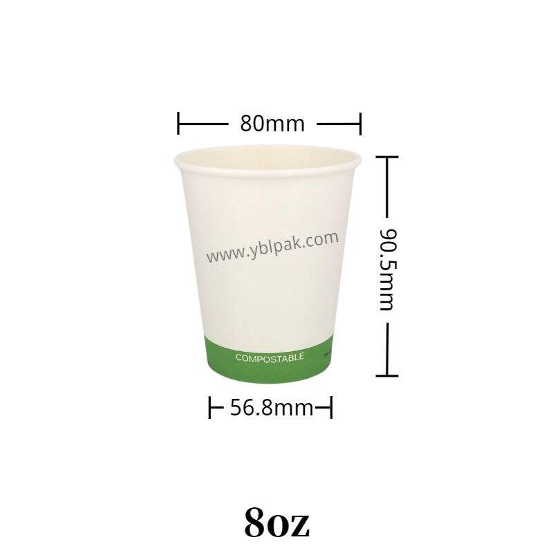 100% compostable PLA paper cup for coffee hot soup details