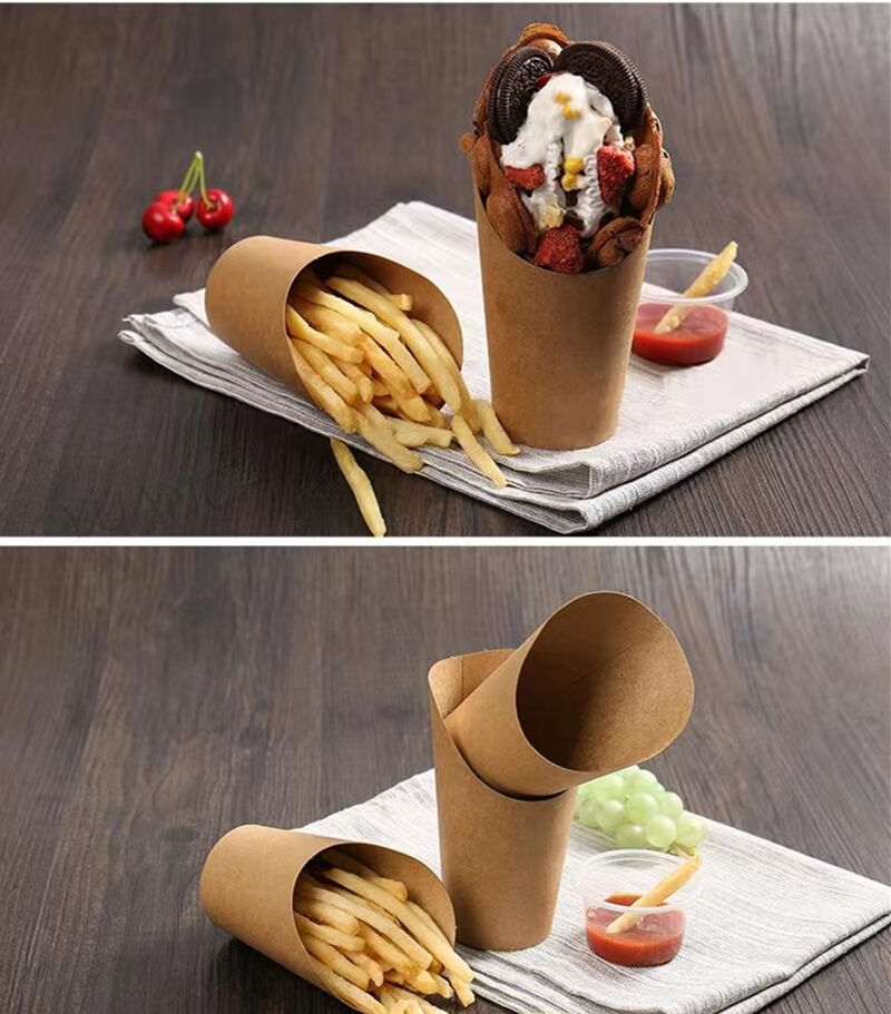 Kraft paper cup for French chips supplier