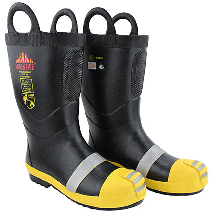 New Style Black Heavy Duty EN15090 Certified Steel head Steel bottom Fire Rubber Boots(RJX-AB-BF01)