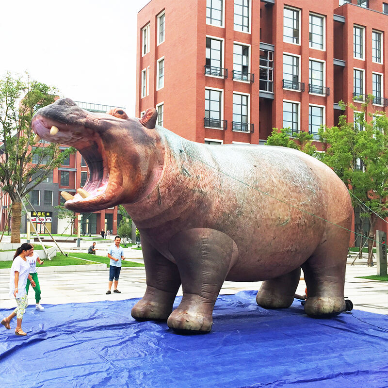 Inflatable giant simulated hippo