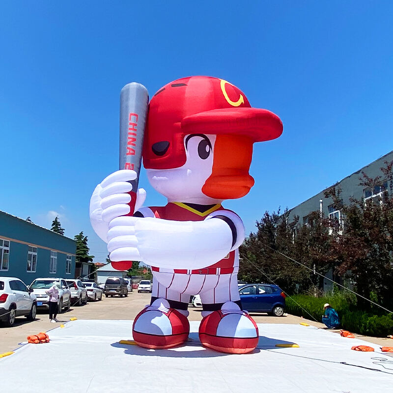 Inflatable Goose in baseball uniform