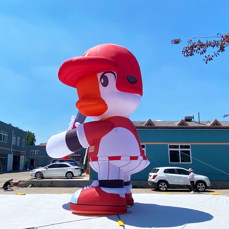 Inflatable Goose in baseball uniform