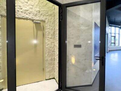 What are the applications of trackless hanging rail sliding doors in current homes?