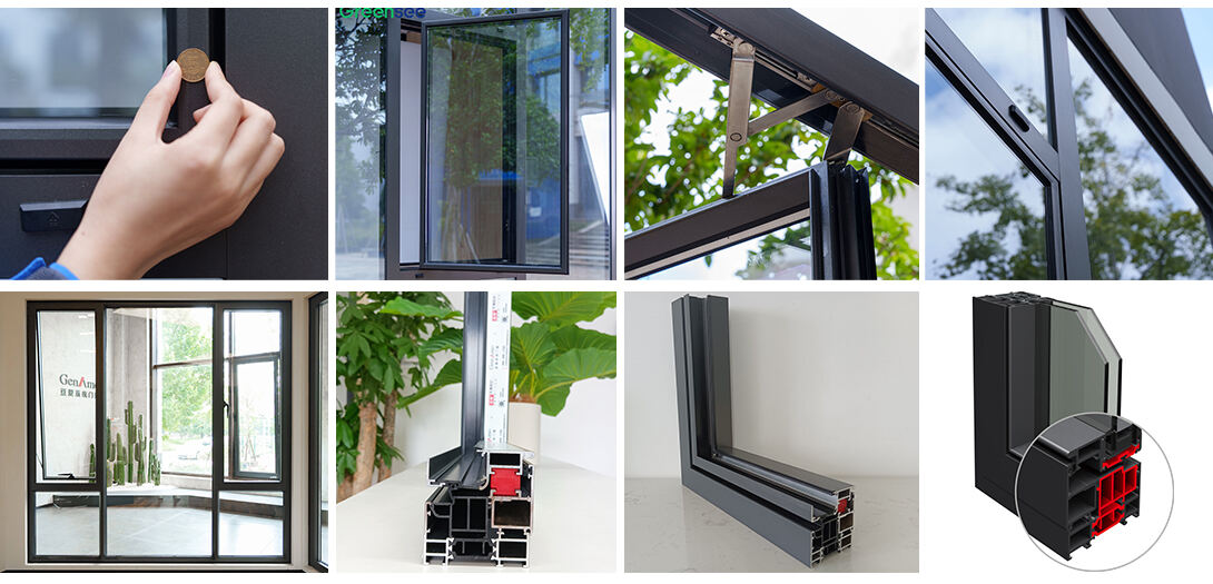 High-end GA75 Narrow Frame Minimalist Style Double Glazed Outward Casement Window manufacture
