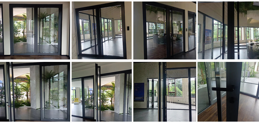 GAD75PC House home aluminum glass entrance door outward inward swing casement flush door factory