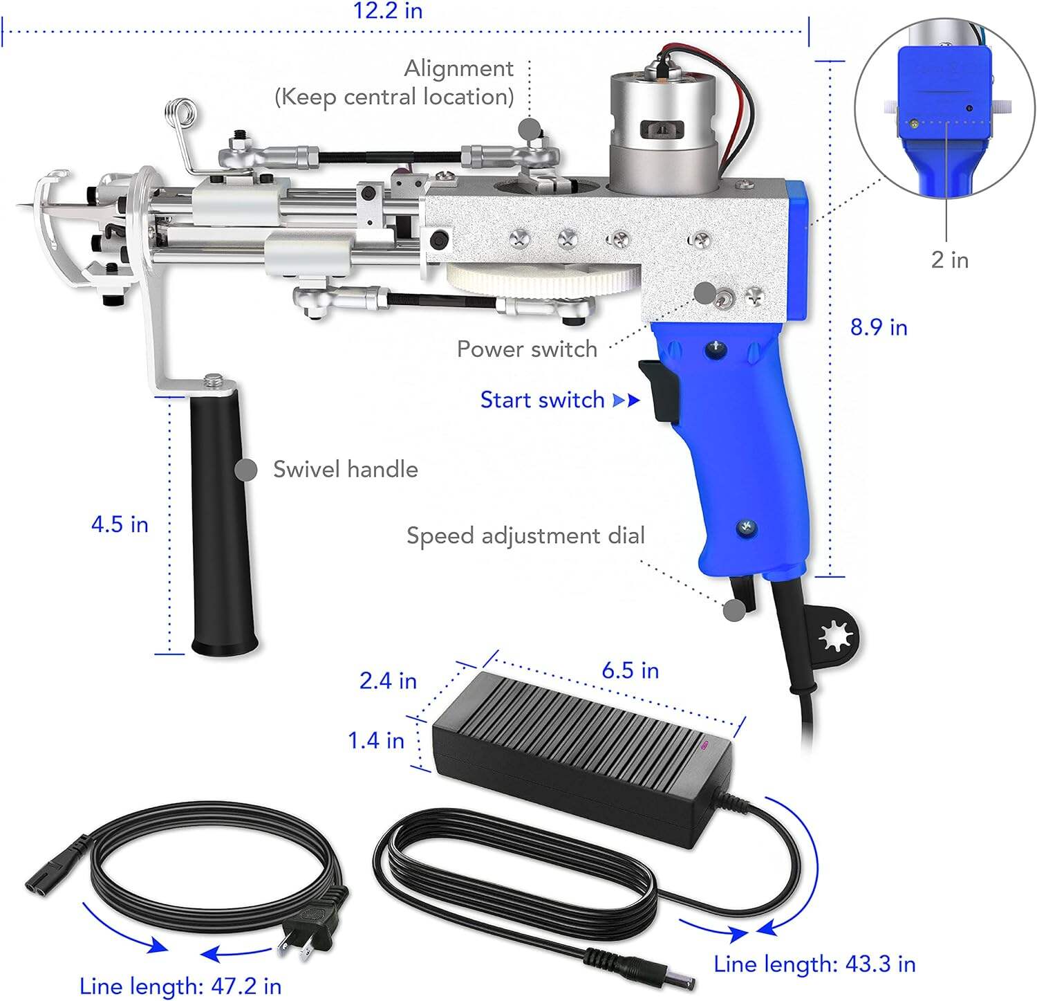 Blue tufted gun