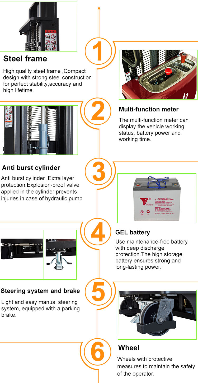 1-2 ton  Portable Battery Electric stacker Semi-electric Pallet Stacker Chinese factory hot sale factory