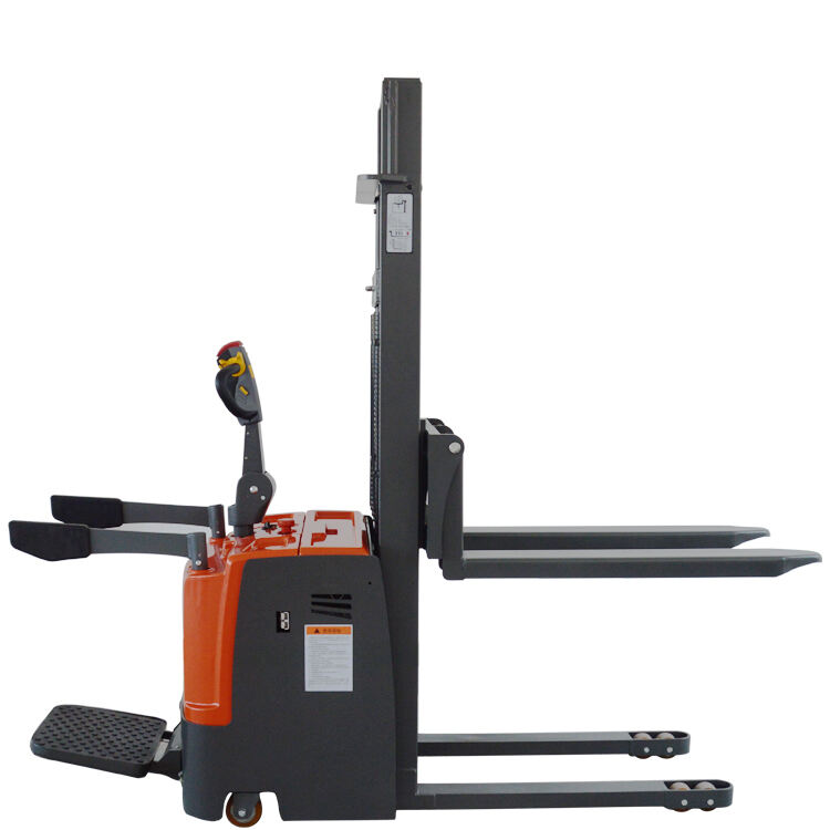 Automatic Stand-on Electric Pallet Stacker Battery Operated Portable Pallet Stacker Forklift supplier