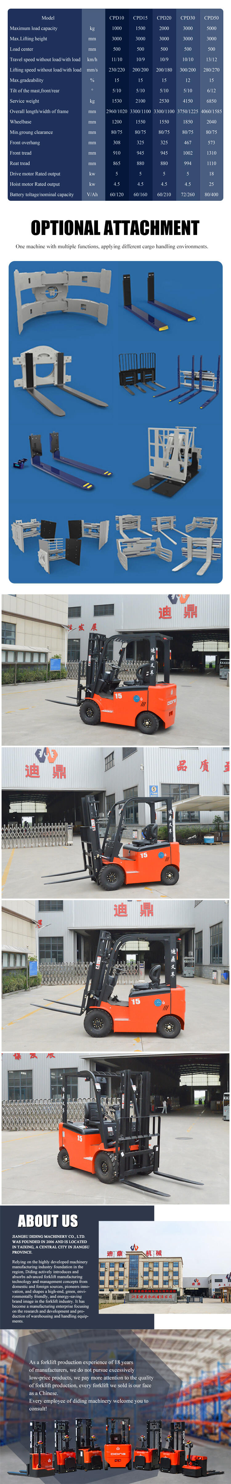 Mini Electric forklift Diding factory 3000mm electric stacker Hydraulic forklift truck supplier