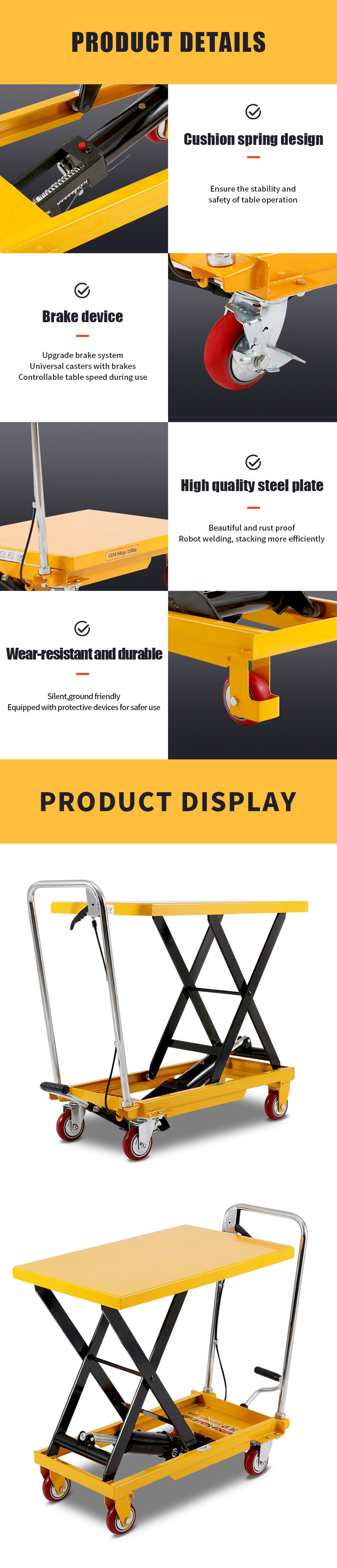 Hydraulic lifting platform hand lift tables movable manual scissors platform plataforma elevadora manual supplier