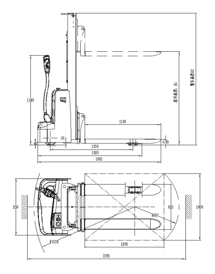 Electric pallet stacker 2t Walkie lift stacker Manufacture factory in China manufacture