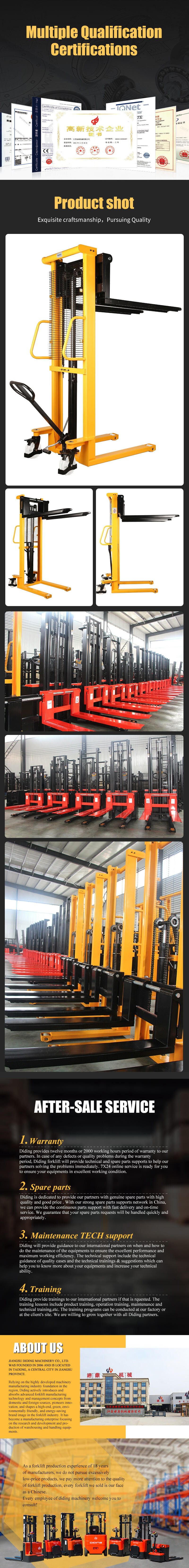 Easy operated 2T 3M manual hand pallet stacker manual forklift with CE factory