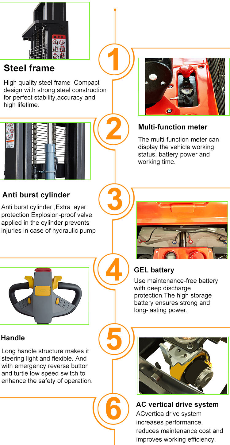 Automatic Stand-on Electric Pallet Stacker Battery Operated Portable Pallet Stacker Forklift factory