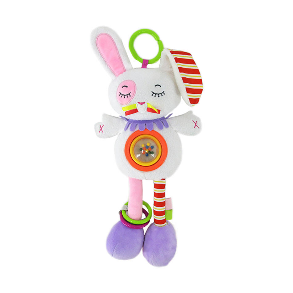 Premium Airbag-Integrated, Wiggly Ears Infant Rattle Toy – Adorable Kawaii Rabbit Plush for Babies with Gentle Rattling Sounds to Stimulate Senses & Encourage Motor Skills Development in Cuddly, Soft Stuffed Animal Design