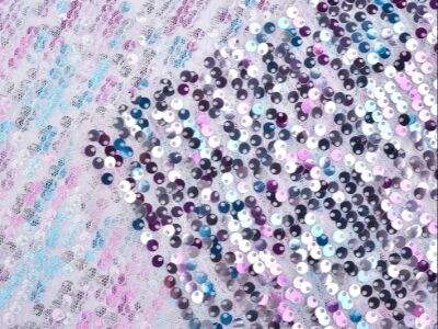 Buy Hand Beaded Sequins Embroidery on Mesh Lace Fabric