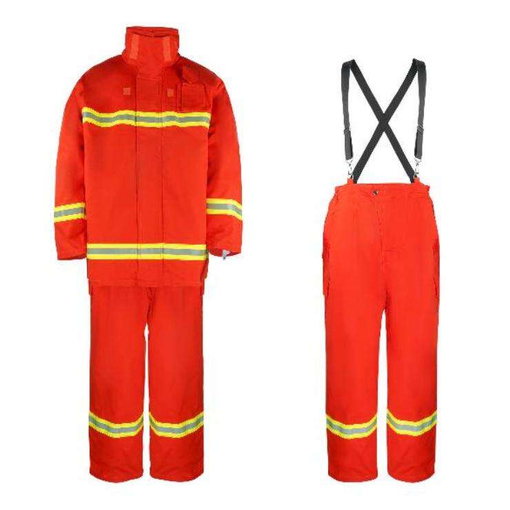 ATI-FIRE EN FR Cotton Fire Fighting Suit 4 LAYER Orange Set Incloud Jacket and Pant