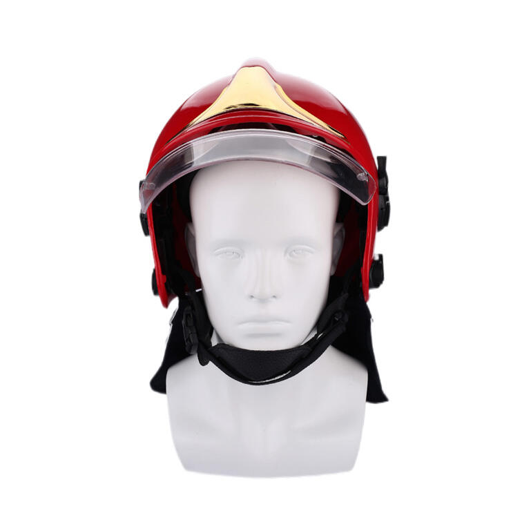 ATI-FIRE EN Europe Red Fireman Helmet Full Face Goggles Flame Retardant Shawl