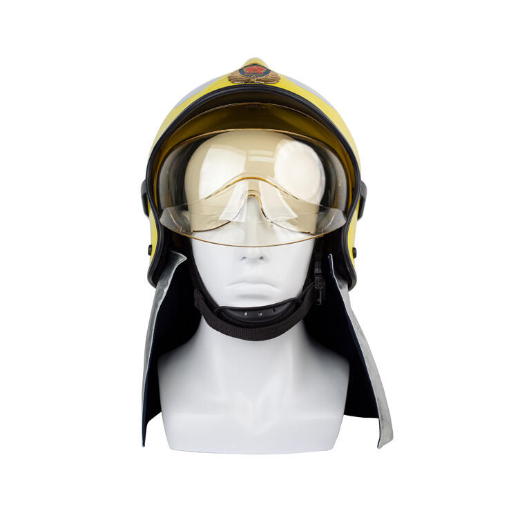 ATI-FIRE EN Europe Yellow Fireman Helmet Full Face Goggles Flame Retardant Shawl